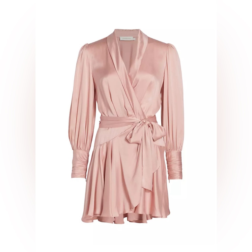 Zimmermann Silk Wrap V-neck Minidress Blush Sz 0